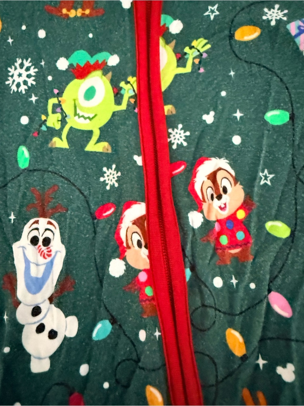 Little Sleepies Green Holiday Character Footie with Red Zipper
